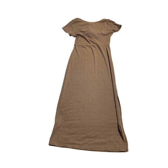 Y2K Rolla Coster Dress Ribbed Striped Bodycon Maxi Sz Medium Tan RC-4370ST 4761 - Picture 7 of 9